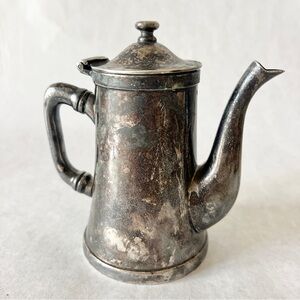 Wear-Brite Vintage Silverplate Teapot Hinged Lid - Heavy Patina - Display Decor